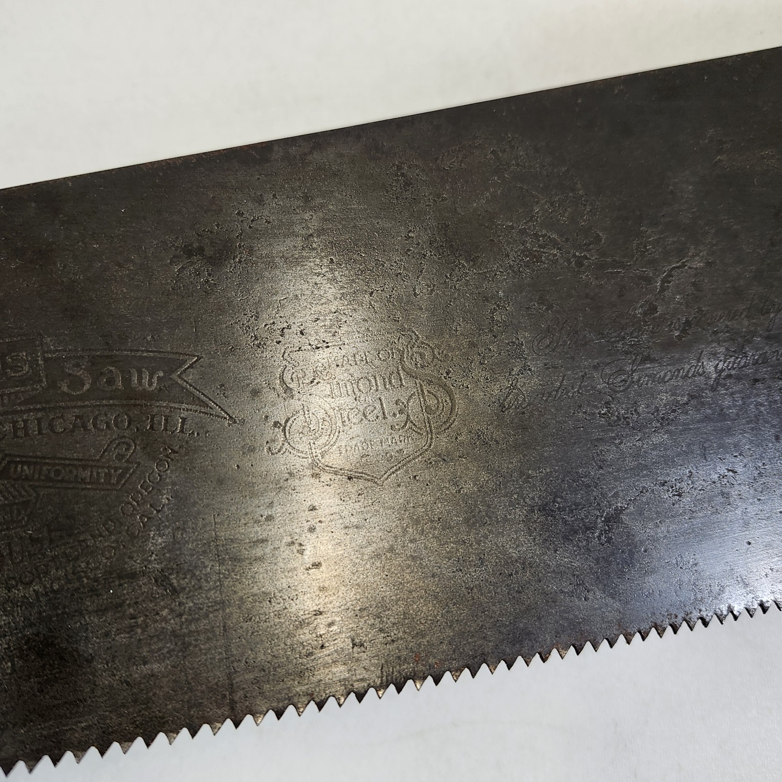 The Simonds Saw No 371 Crosscut 26″ Hand Tool Vintage Chicago Fitchburg Etched