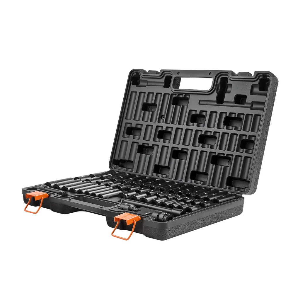 3/8 Drive Impact Socket Set 48-Piece 6-Point Sockets SAE Metric Sizes Cr-V