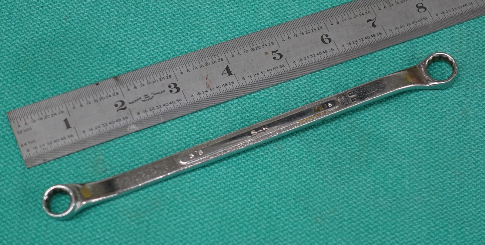 NOS Vintage S-K WAYNE # B-1214 3/8” x 7/16” Double Box End Wrench Forged USA