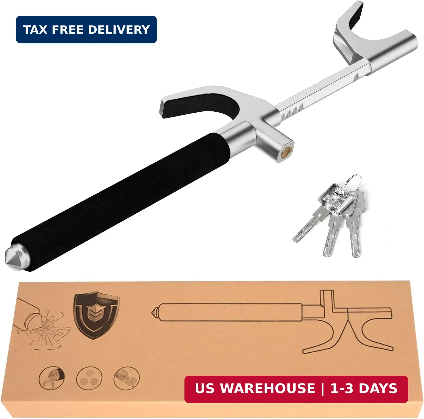 Steering Wheel Lock Universal Security Car Locks with Safety Hammer Heavy Duty C