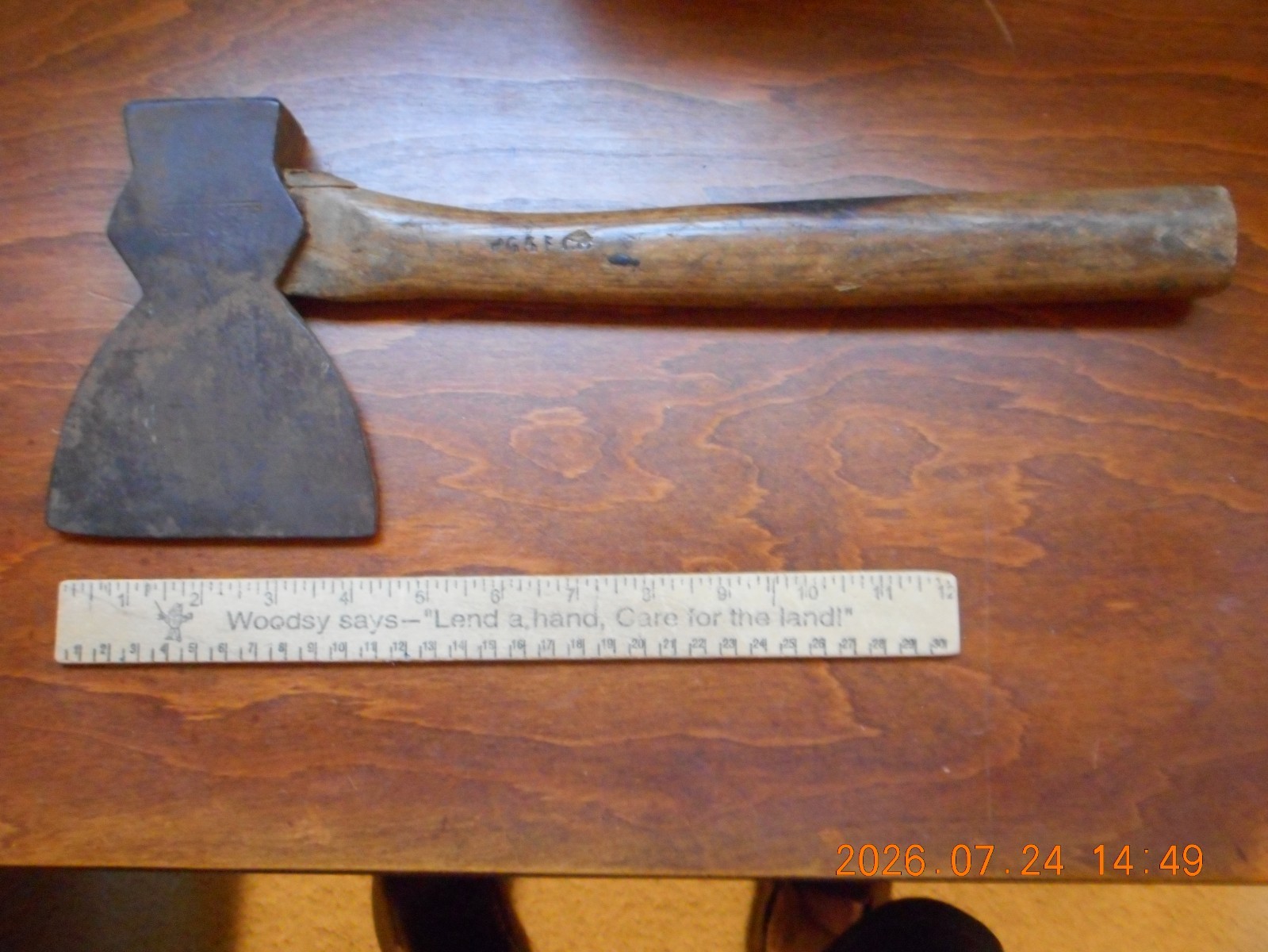 Vintage True Temper Kelly Works Hand Made Hatchet Axe – Handle Marked PG&E CO