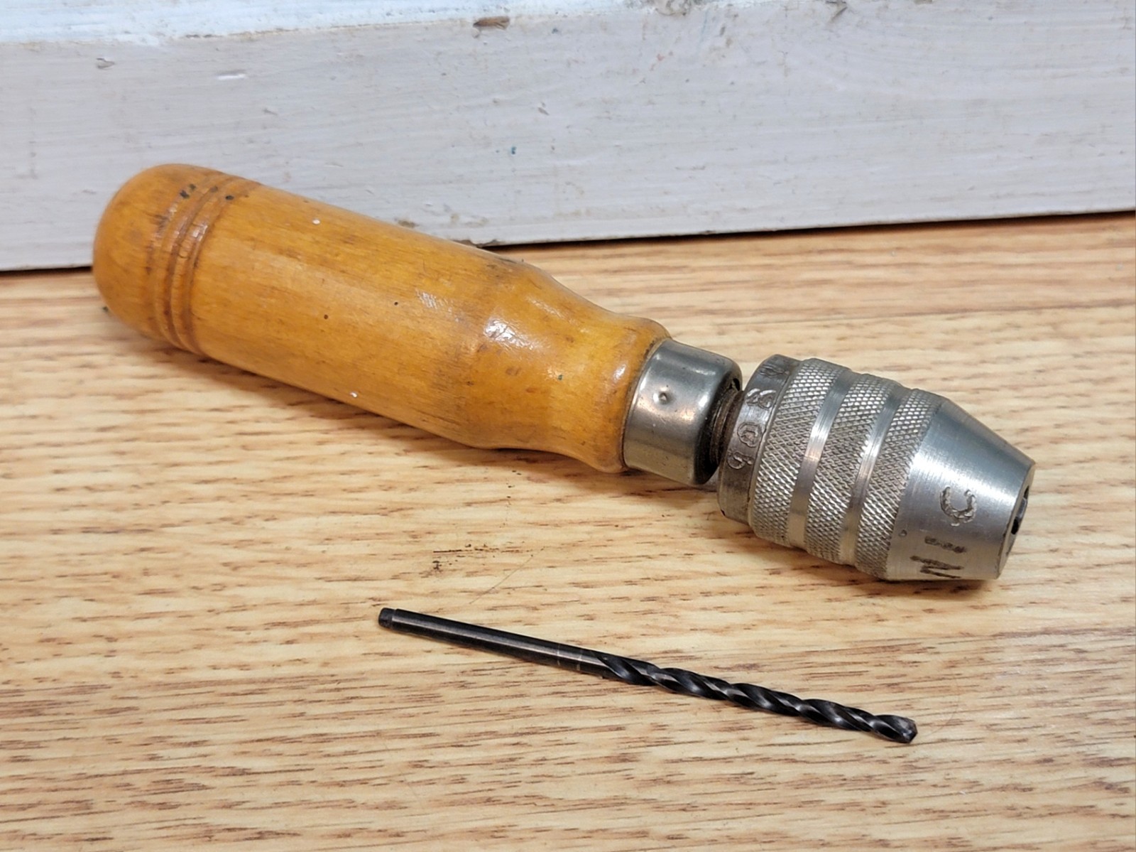 Vintage Great Neck Machinist Pin Vise PV #1 Wood Handle 3 Jaw Chuck 5 1/2″ Long