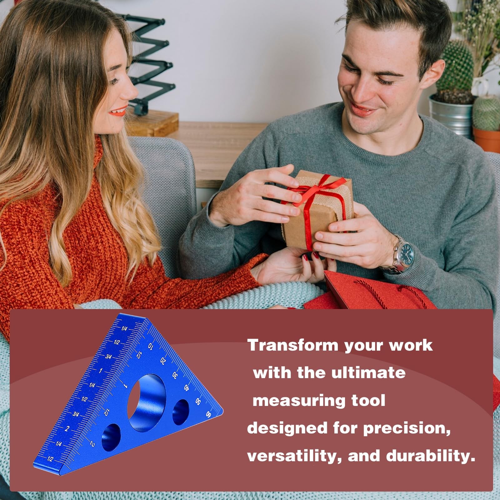 Ymapinc High-Precision Thickened Triangle Ruler Layout Measuring, 45/90 Blue