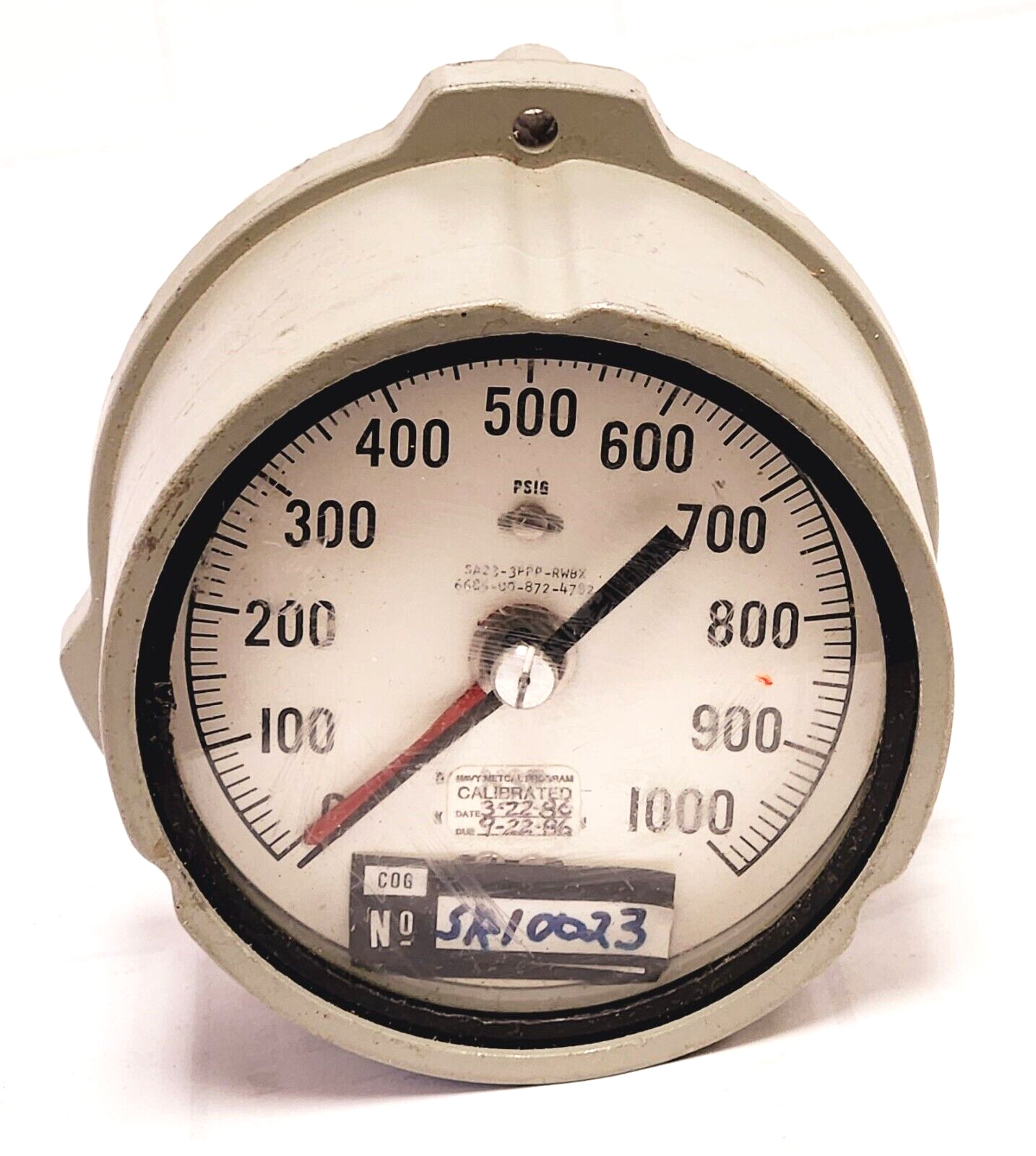 WEKSLER – SA23-3PPP-RWBX SHOCK RESISTANT DIAL PRESSURE GAUGE 0-1000 PSI (USED)