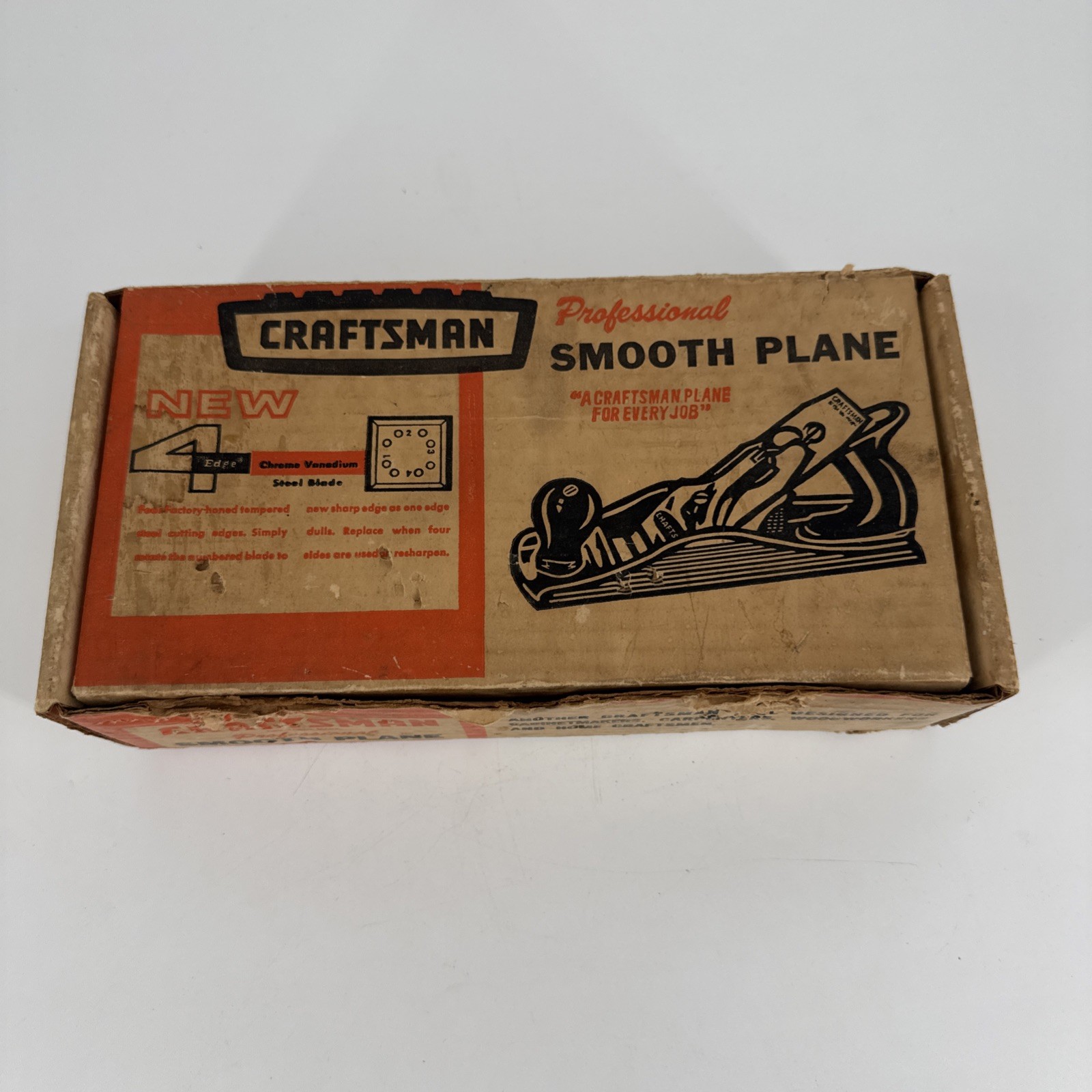Vintage Craftsman 619-37421 No 4 Smooth Bench Plane 4 Edge Blade Sargent Box USA
