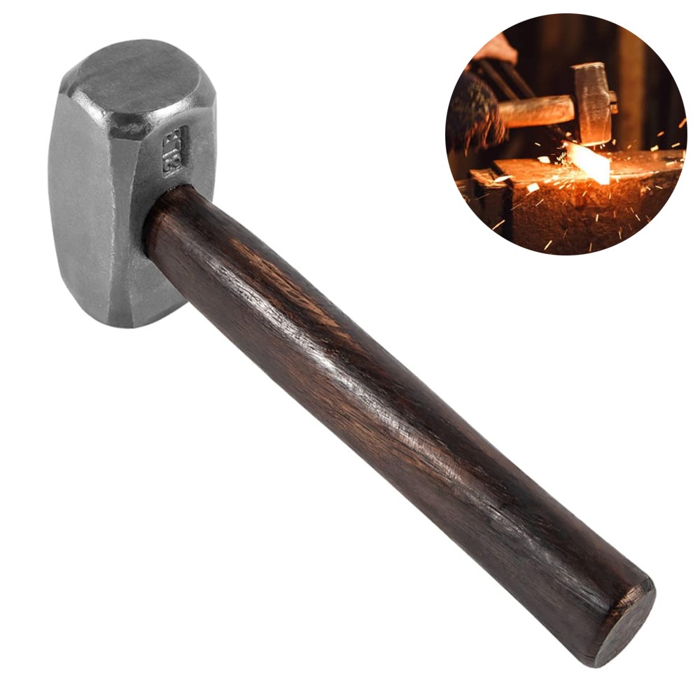 3lb Blacksmith Handmade Forge Hammer Fit for Farriers, Blacksmiths, Beginners
