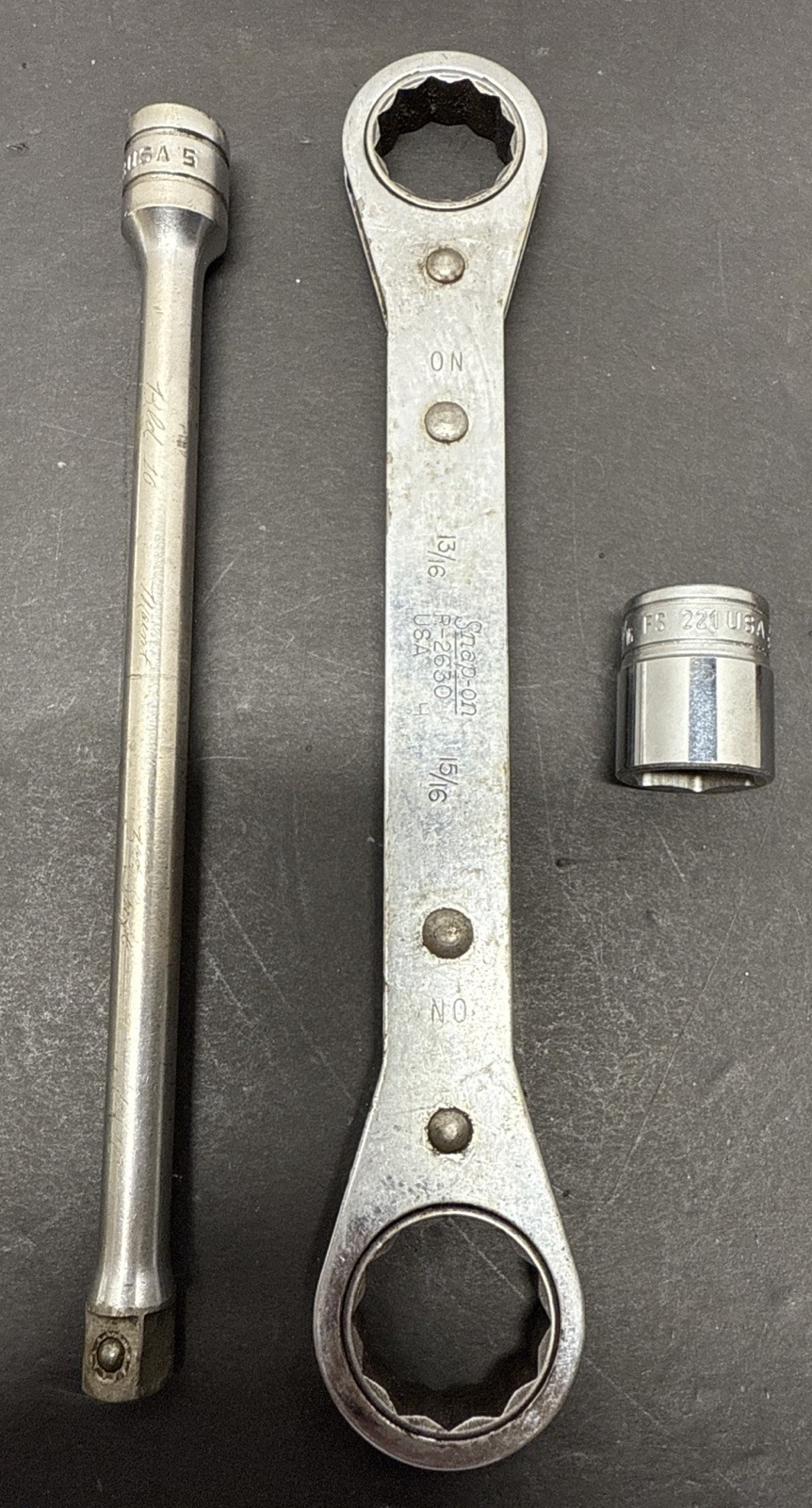 Snap On Misc Lot FX-8 Extension R-2630 Wrench FS-221 Socket SEE NOTES