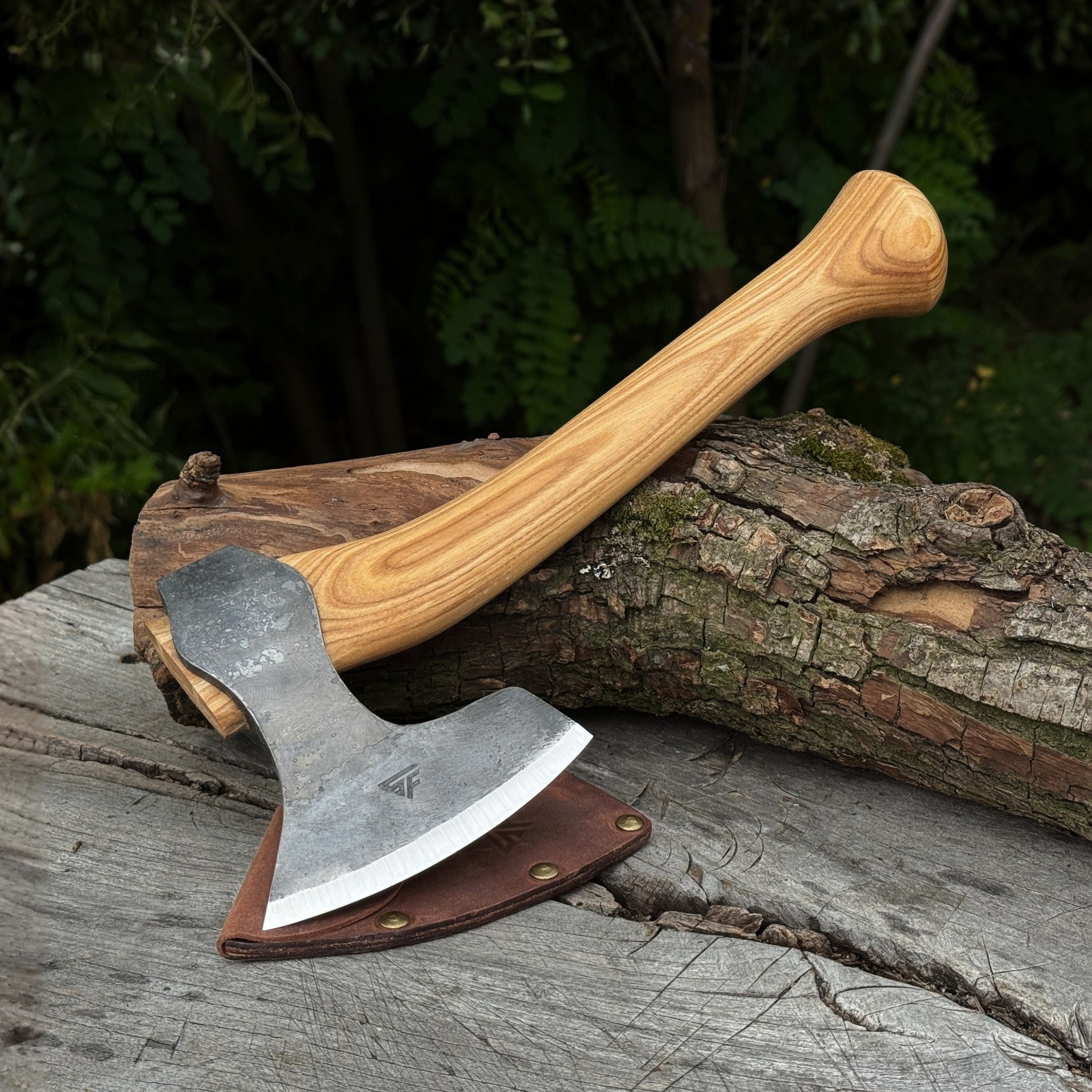 Woodworking Axe Hand Forged Carving Hatchet 52100 Carbon Steel Leather Sheath