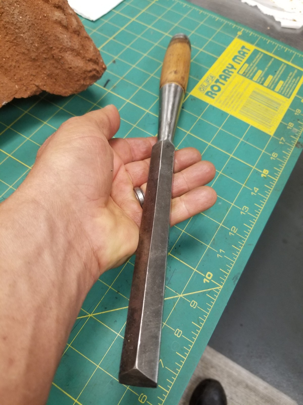 Vintage 3/4” V Bevel Edge Socket Carpenter Chisel Wood 14″