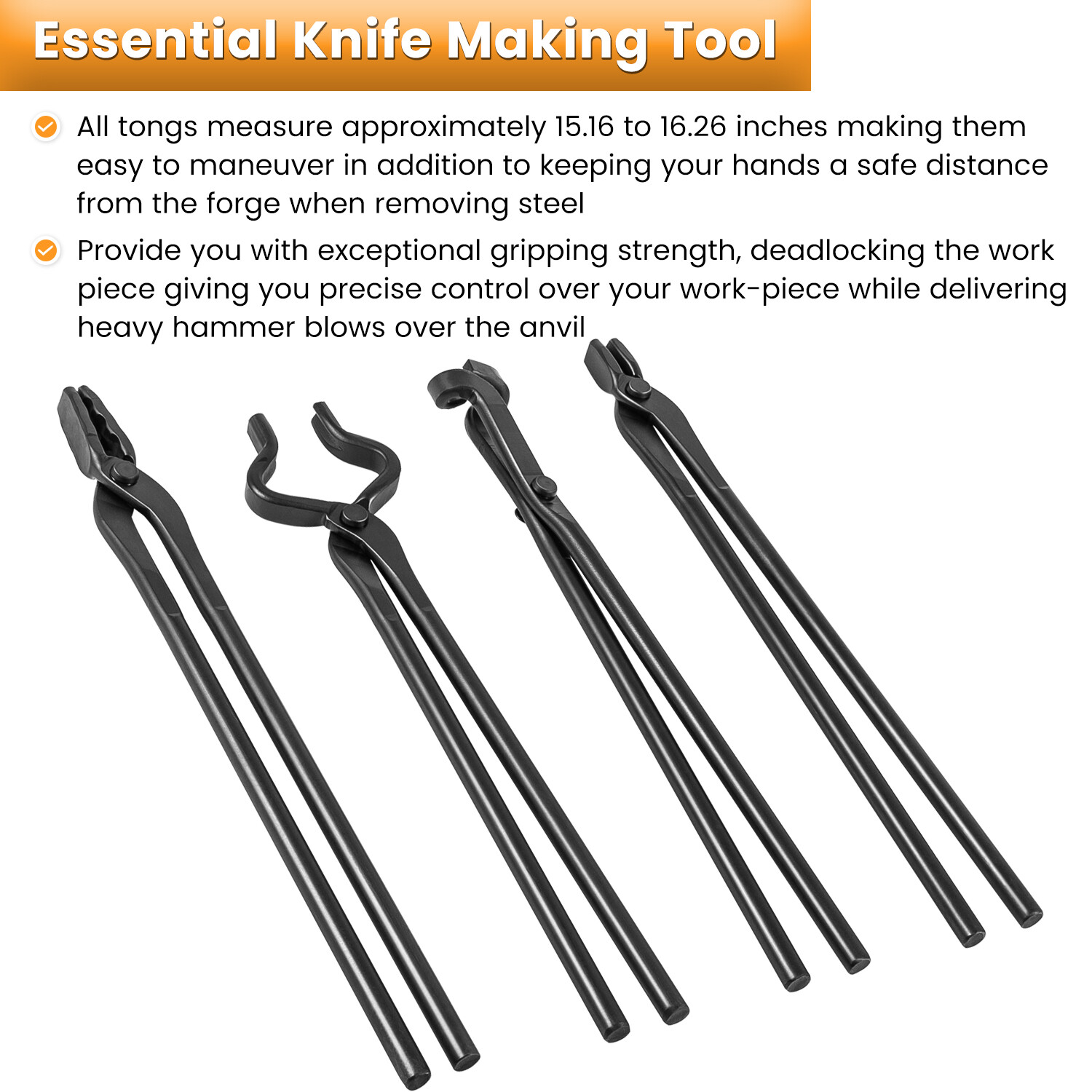 Knife Making Tong Set Blacksmith Bladesmith Anvil Vise Forge Assembled Tool 4pcs