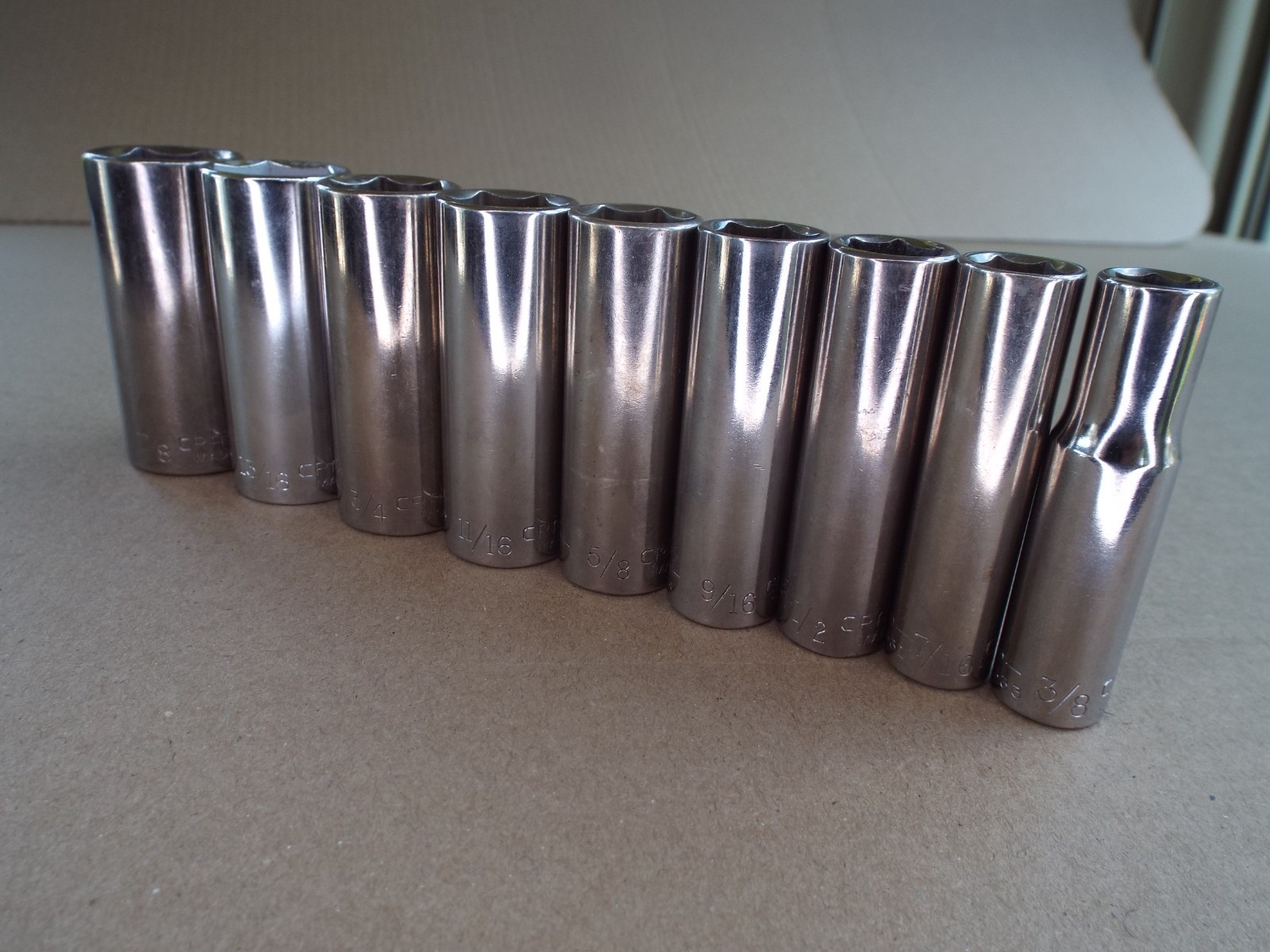 VTG 9 Pc Craftsman USA 3/8″ Dr 3/8″ To 7/8″ in Good Condition! (Please Read)