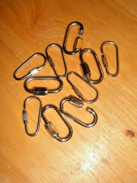 10 Lot Stainless Steel Carabiner Marine Quick Screw Links Boating Sailing Marine