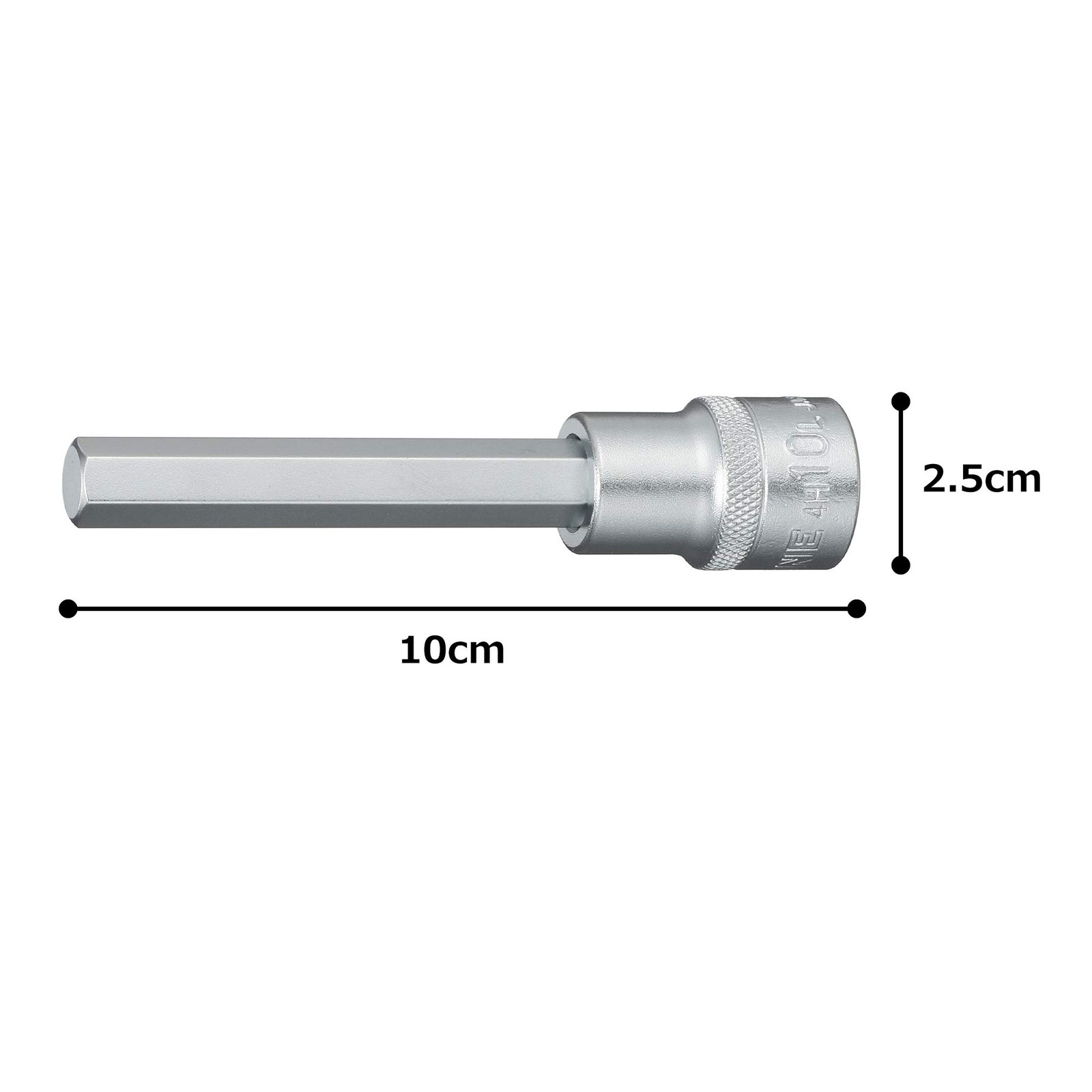 Long Hexagonal Socket HP4H-10L, 12.7mm1/2 Drive, 10mm Width