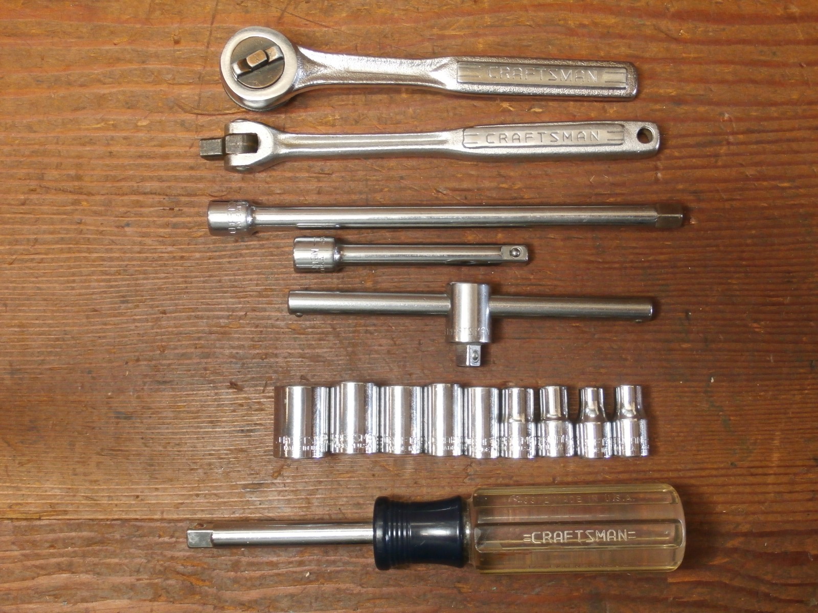 Vintage =CRAFTSMAN= 1/4″ SAE 15 Pc. Mixed Socket Set -V- & G PERMANEX Case