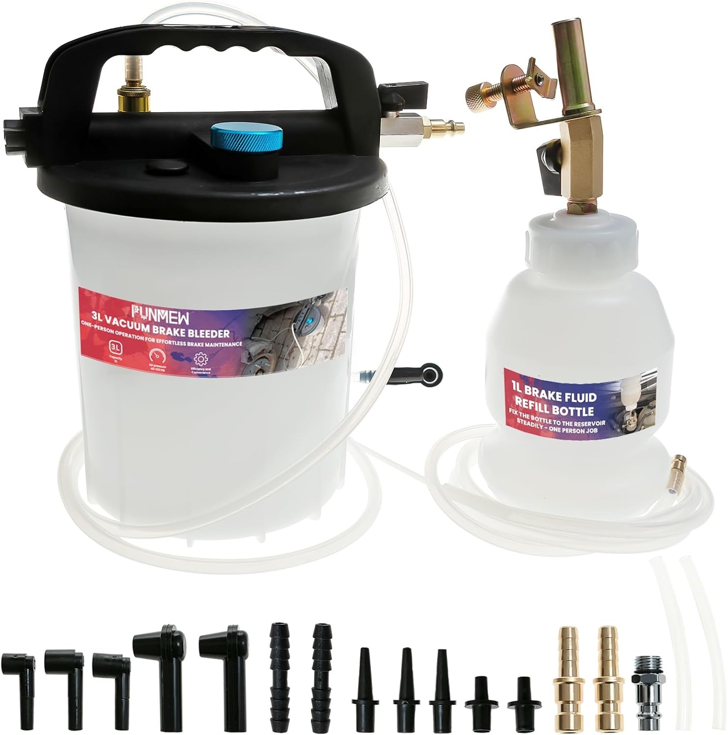 3L Vacuum Brake Bleeder Kit One Person Pneumatic Brake Fluid Bleeder Kit with