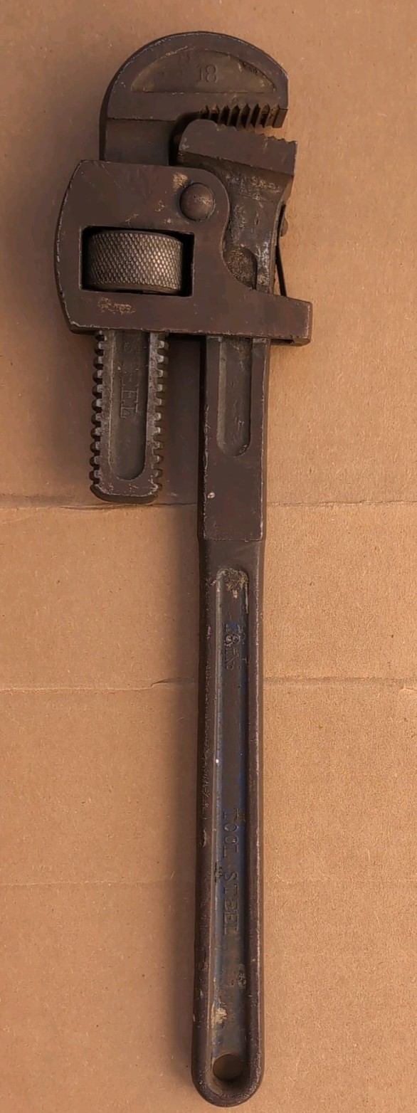 ANTIQUE 18″ DROP FORGED STEEL PIPE WRENCH LARGE HEAVY DUTY FAST FREE SHIPPING