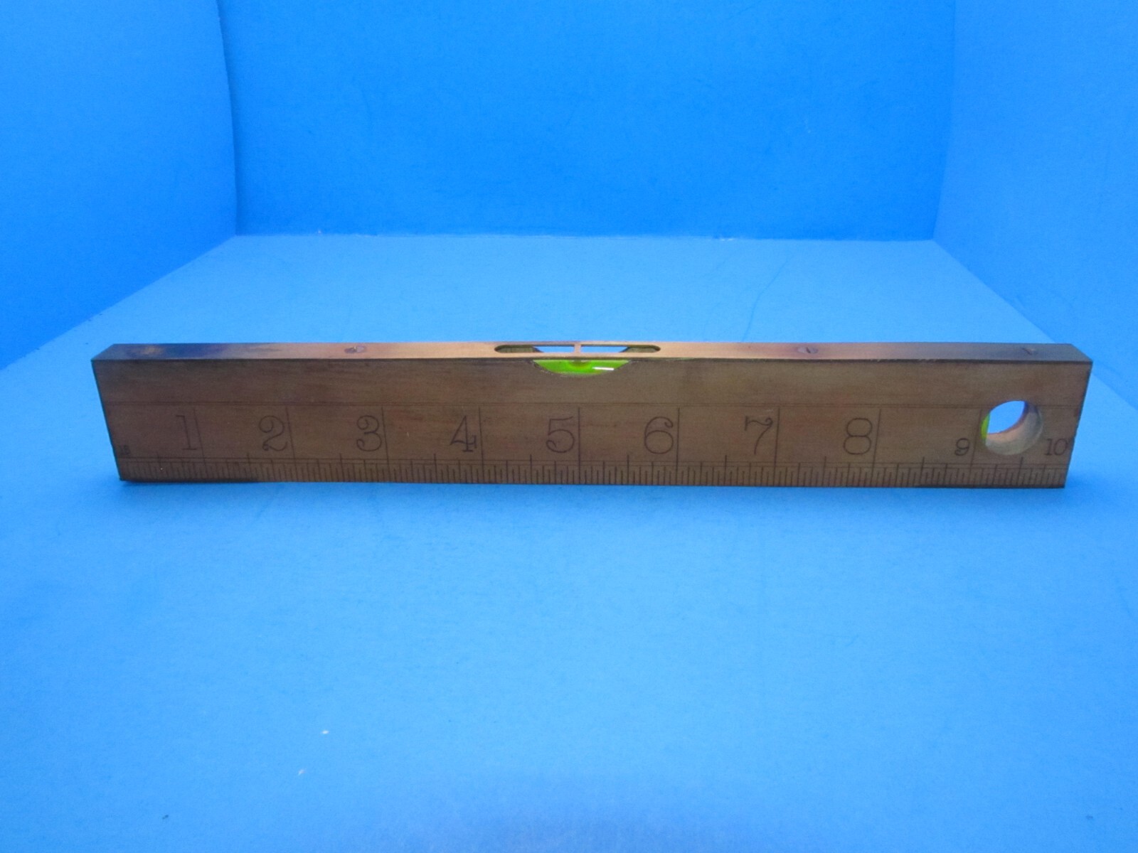 10″ rule & plumb & level by Standard Rules M Co Shanghai China w/ brass trim