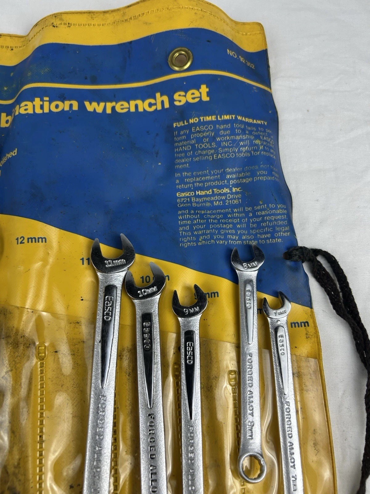 Vintage Easco 11 Piece Metric Combination Wrench Set #92 352 w/Orig Case 7-17mm