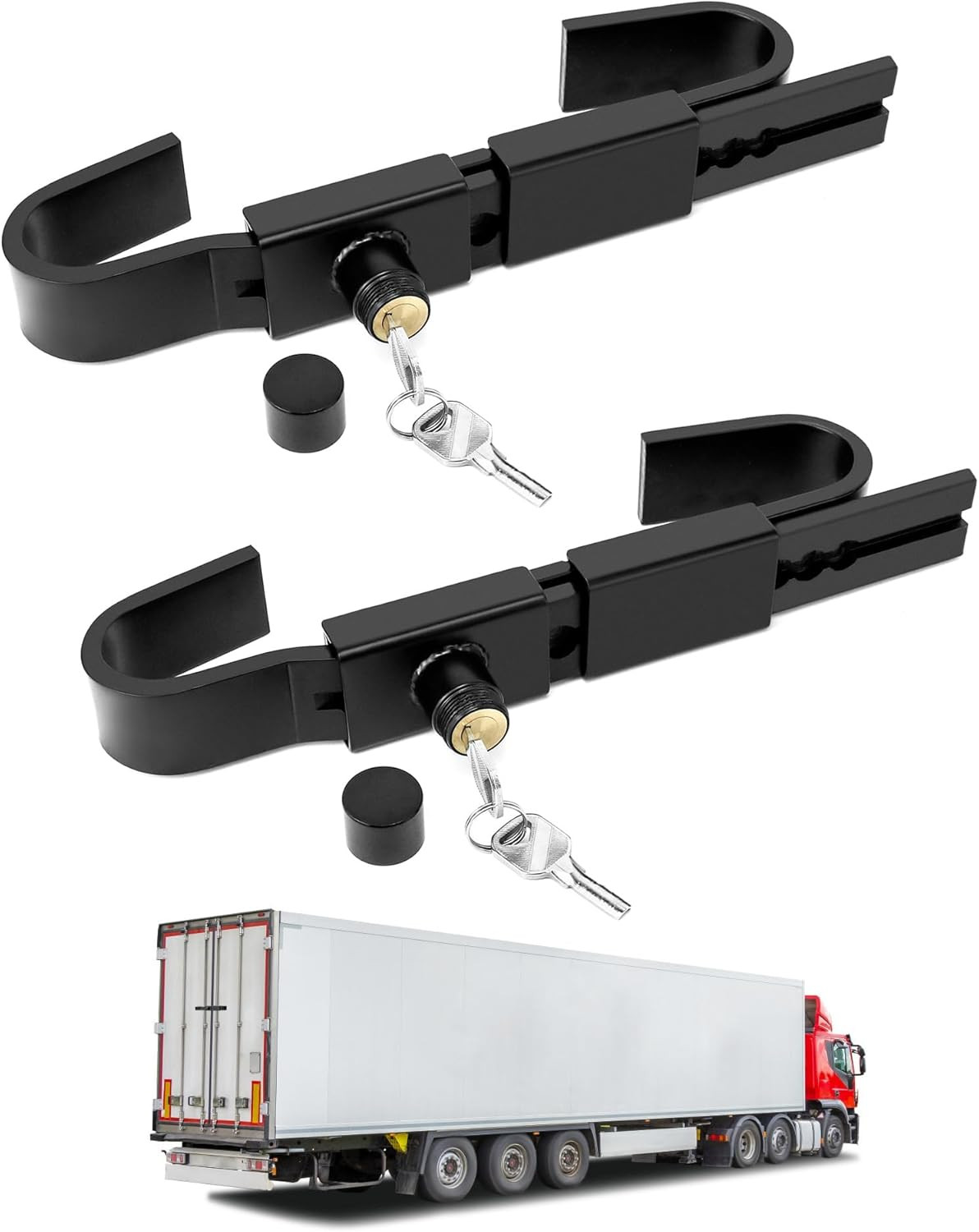 2-Pack Adjustable Container Door Lock 9.8–17.3in Heavy Steel, 2 Keys & Cover Lid