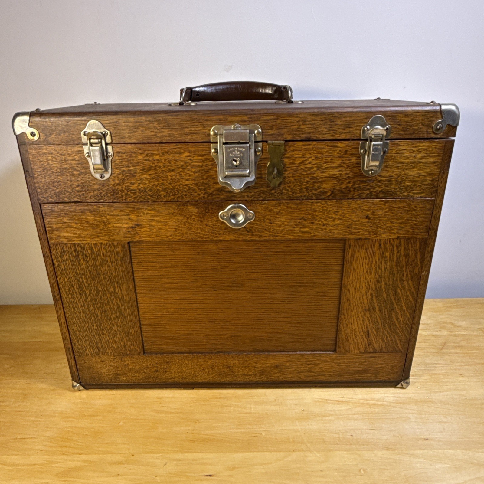 Vintage H Gerstner & Sons Dayton Ohio Machinist Tool Chest 11 Wood Oak Drawer