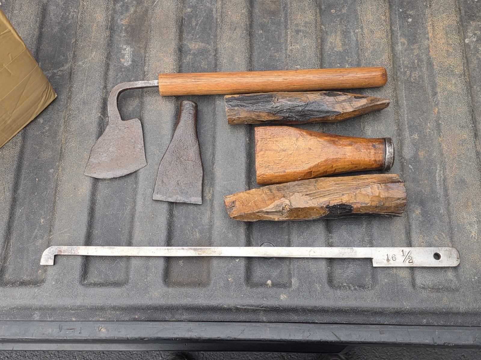 ANTIQUE Coopers Barrel Maker’s Tool Lot. Hoop Setter Measuring Stick Axe Hatchet