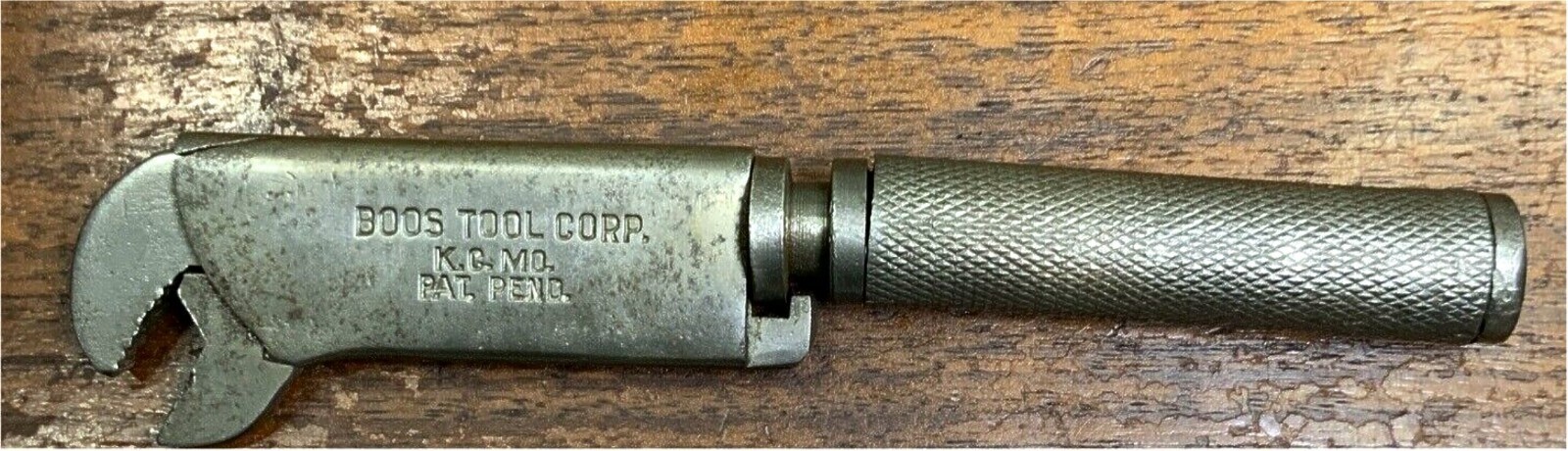 Vintage Boos Tool Corp 6” Baby Adjustable Wrench KC, MO Pat Pend USA