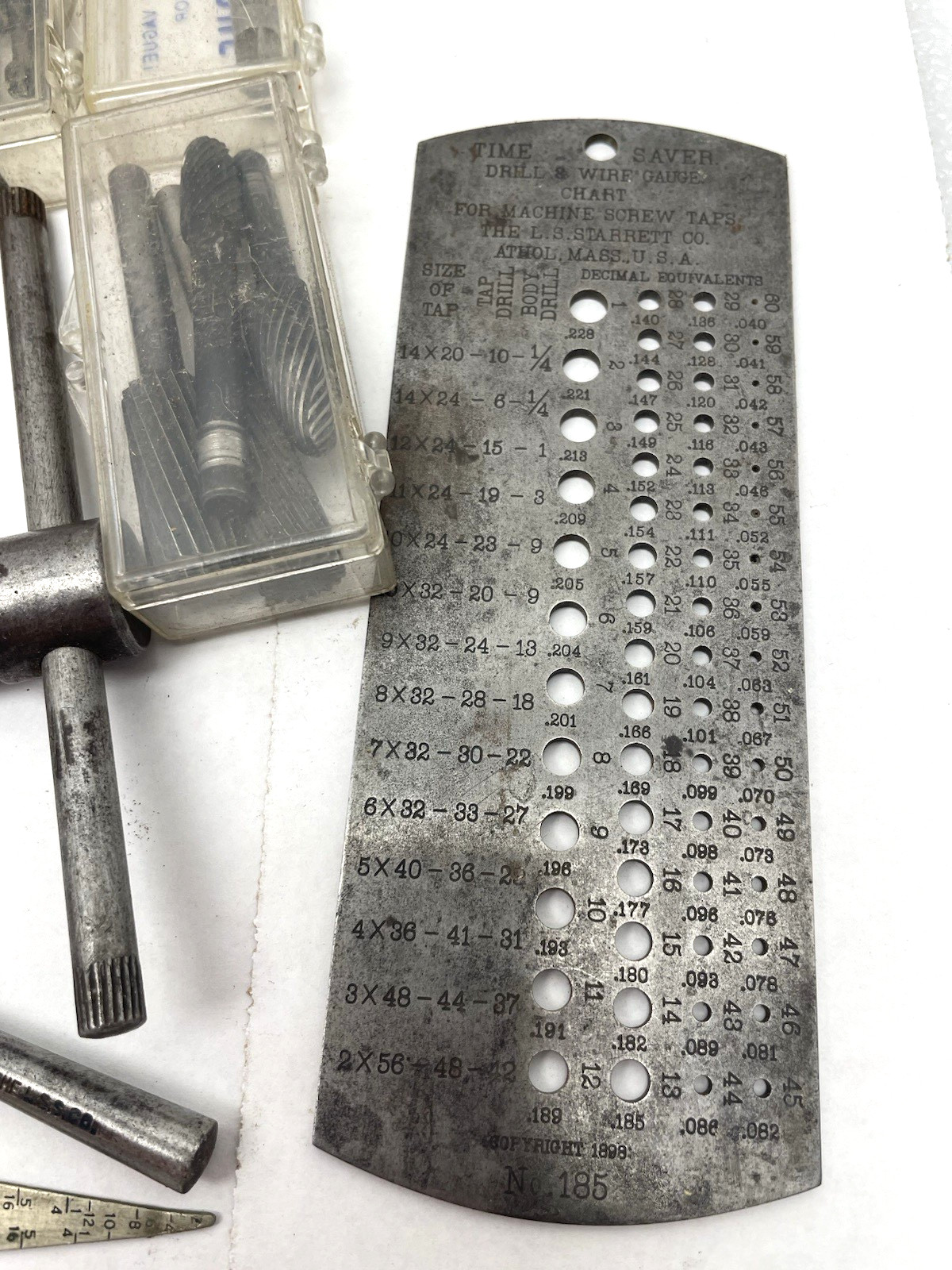 VINTAGE GREENFIELD TAP DIE TOOLING LOT MORSE STARRETT GAGE SCREW EXTRACTOR LOT