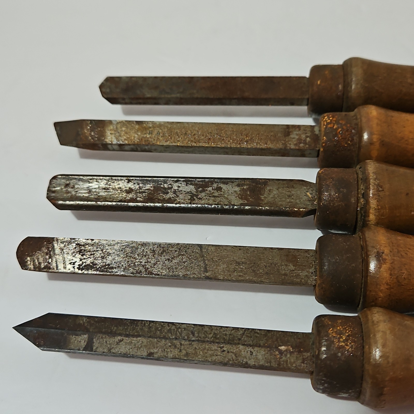 Vintage Craftsman 9-3629 Wood Lathe Turning Chisel Set 5-Piece USA 1960s