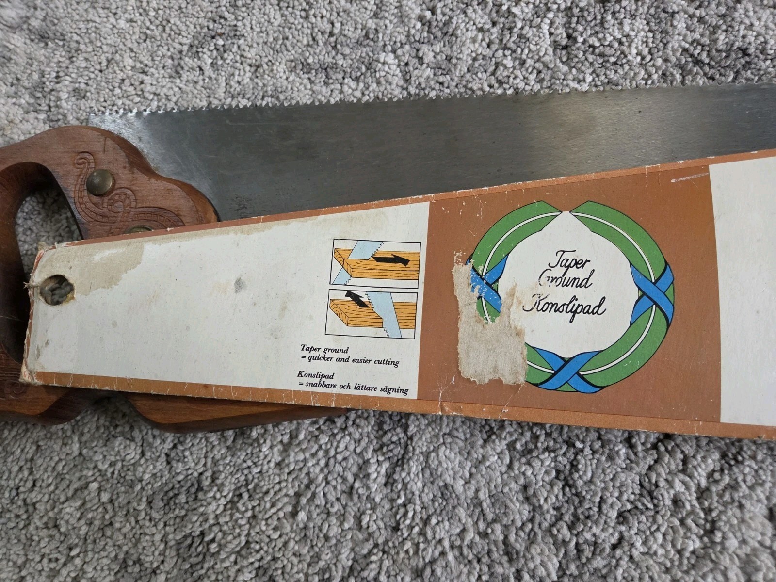 Vintage Sandvik 277 Serpent/Dragon Wooden Handle Hand Saw New Other 26″
