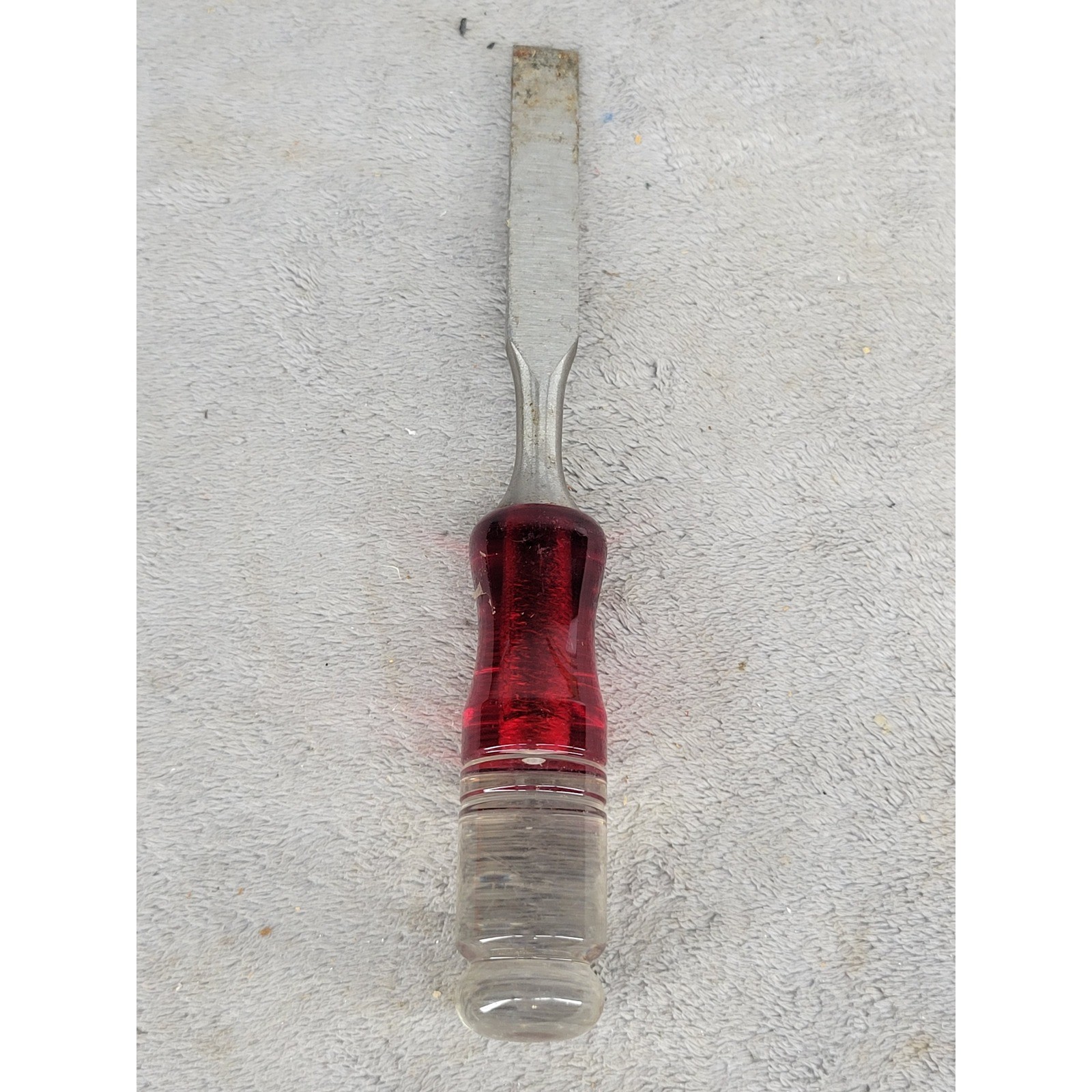 Vintage Fuller 3/4 Inch Wood Chisel Red Clear Acetate Handle Made in Japan 7″