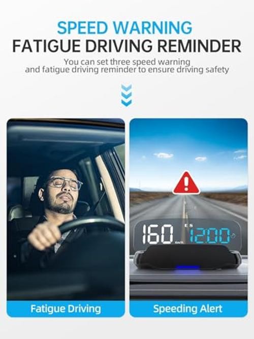 Heads Up Display for Cars, Gauge Car HUD Digital GPS Speedometer r KM/H Blue