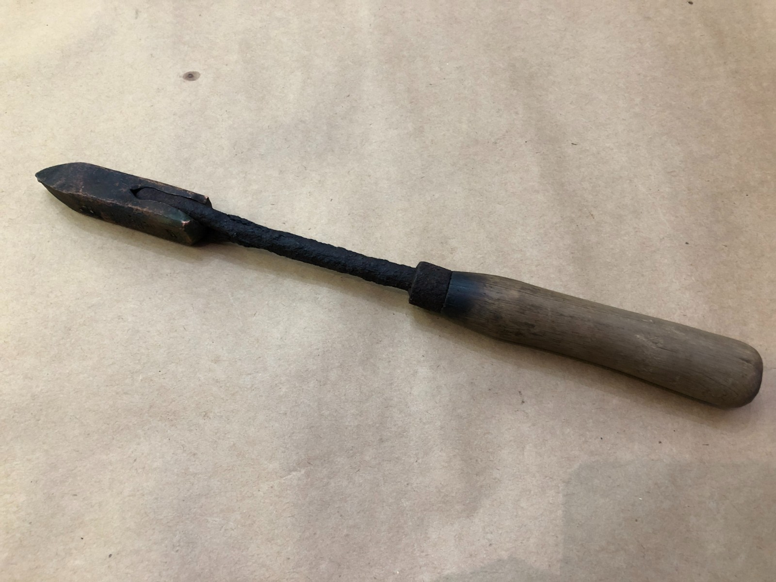 Vintage Copper Head 1 1/2 Old Reliable Soldering Iron With Wood Handle