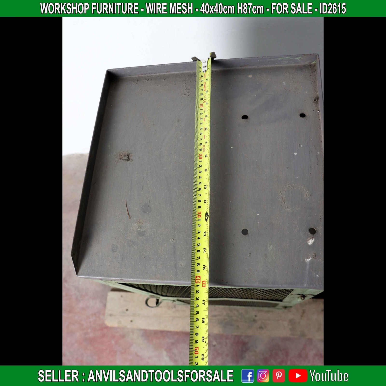 WORKSHOP FURNITURE – WIRE MESH – 40x40cm H87cm – ID2615
