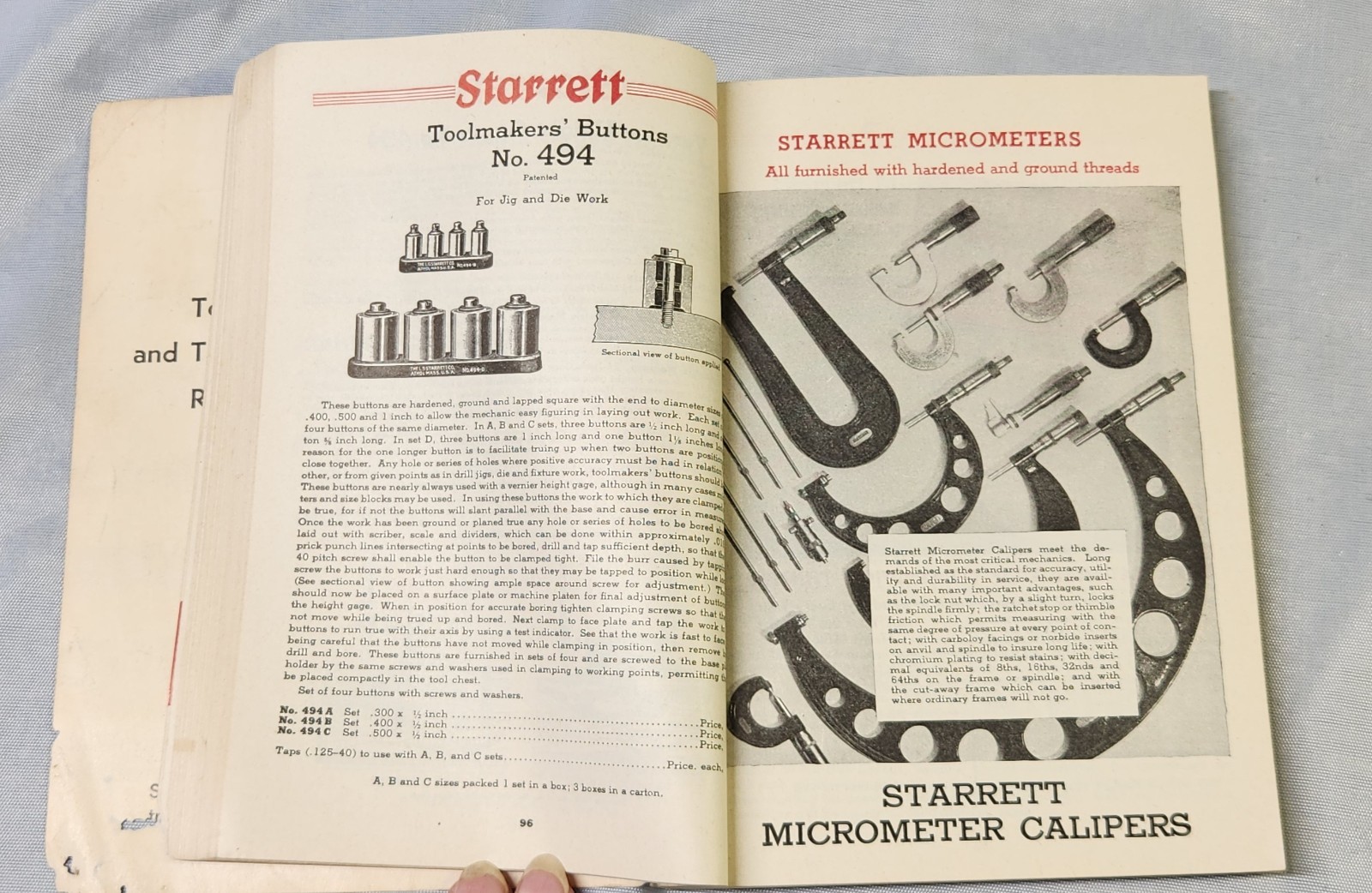 VINTAGE 1953 STARRETT FINE MECHANICAL TOOLS CATALOG + STARRETT POCKET PROTECTOR!