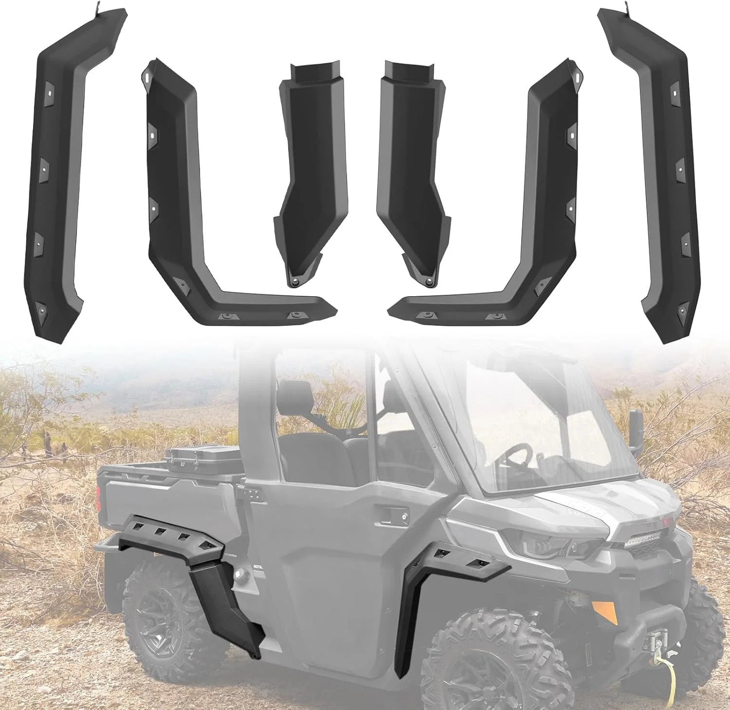 Wide Fender Flares for 2016-2025 Can-Am Defender Accessories Max/Hd10/Hd8/Hd7/Hd
