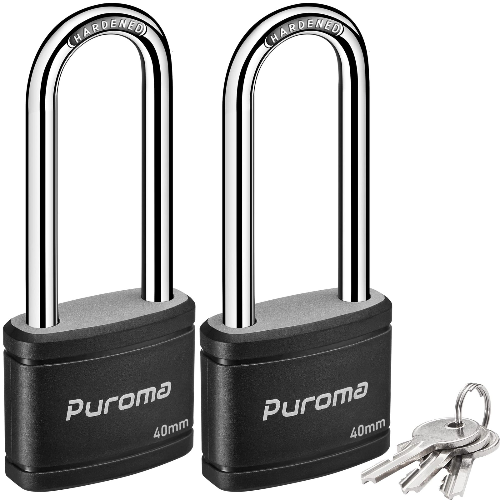 Puroma 2 Pack Keyed Padlock with 3 Keys, 2.5 Inch Locker Lock 40mm Heavy-Duty