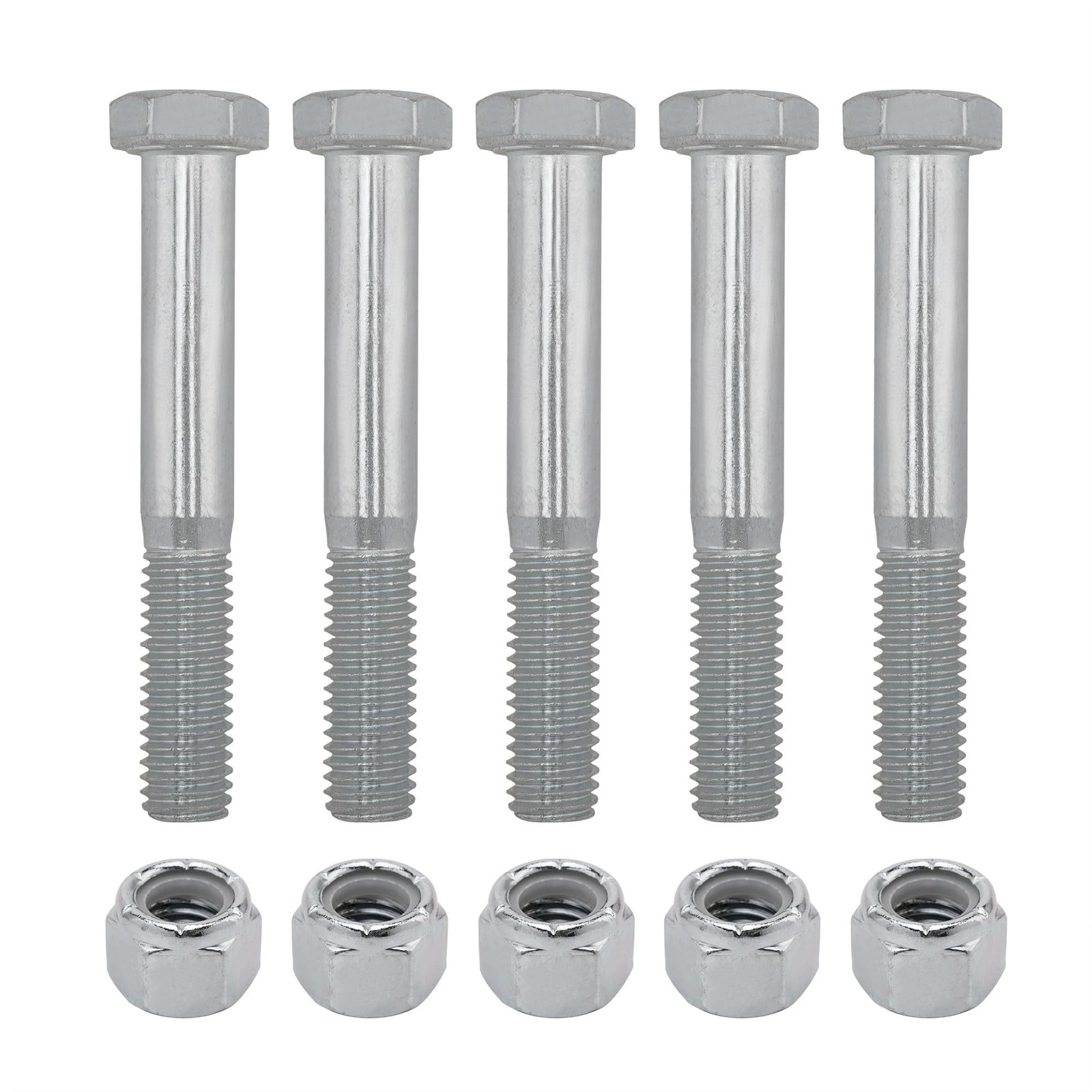 Grade 2 Shear Bolts for Rotary Cutters 1/2″ x 3-1/2″ with Nylock Nuts – 5 Pac…