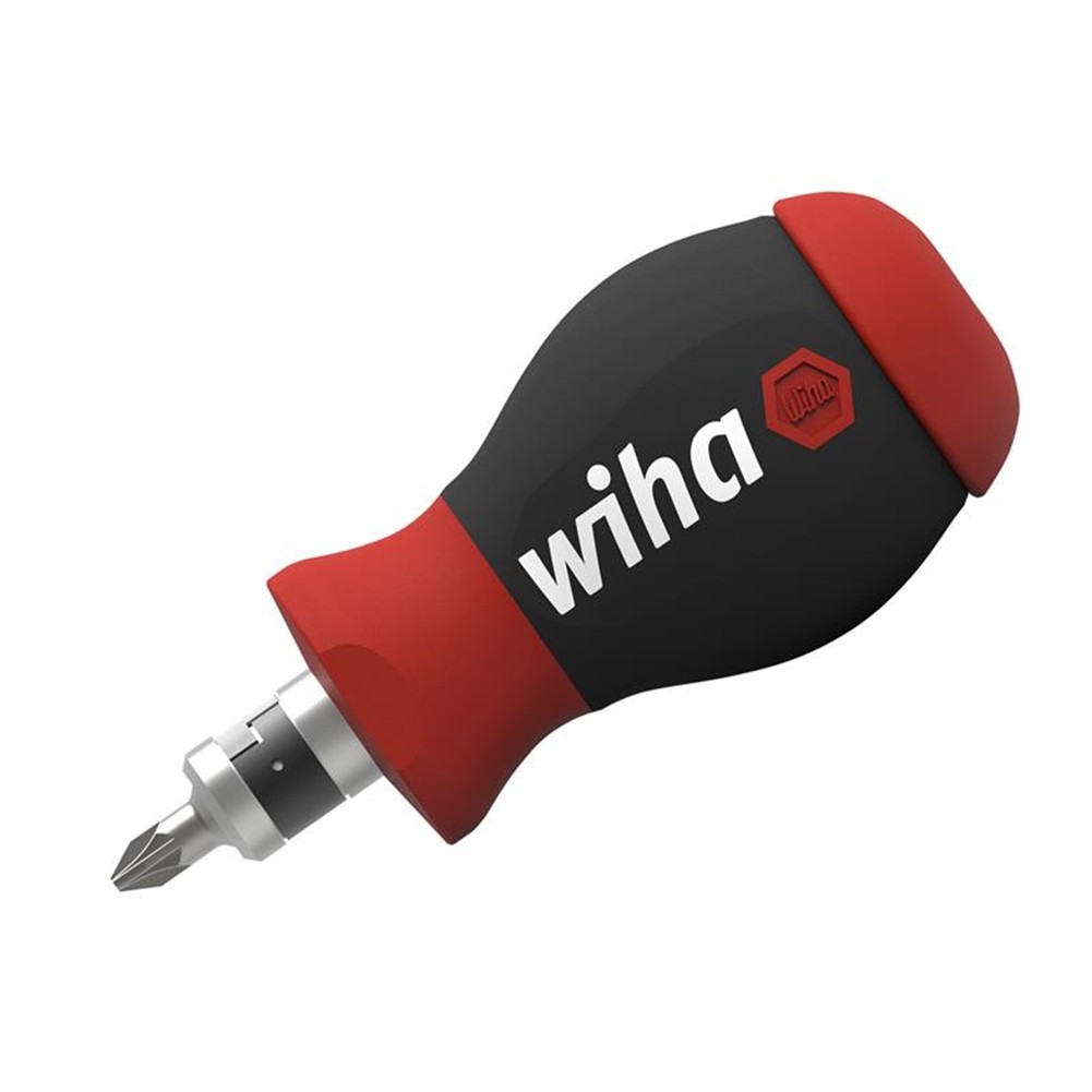 Wiha Magnetic SoftFinish Stubby Screwdriver with Bit Magazine WHA43613