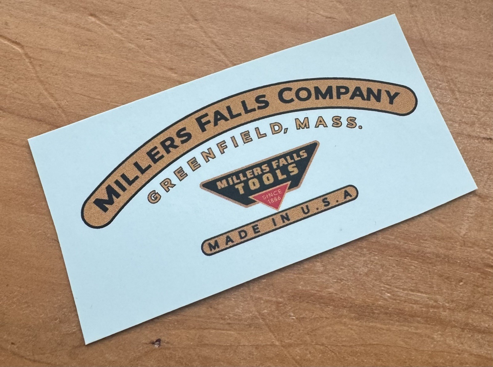 Waterslide Vintage Millers Falls Company Breast Drill decal tool USA