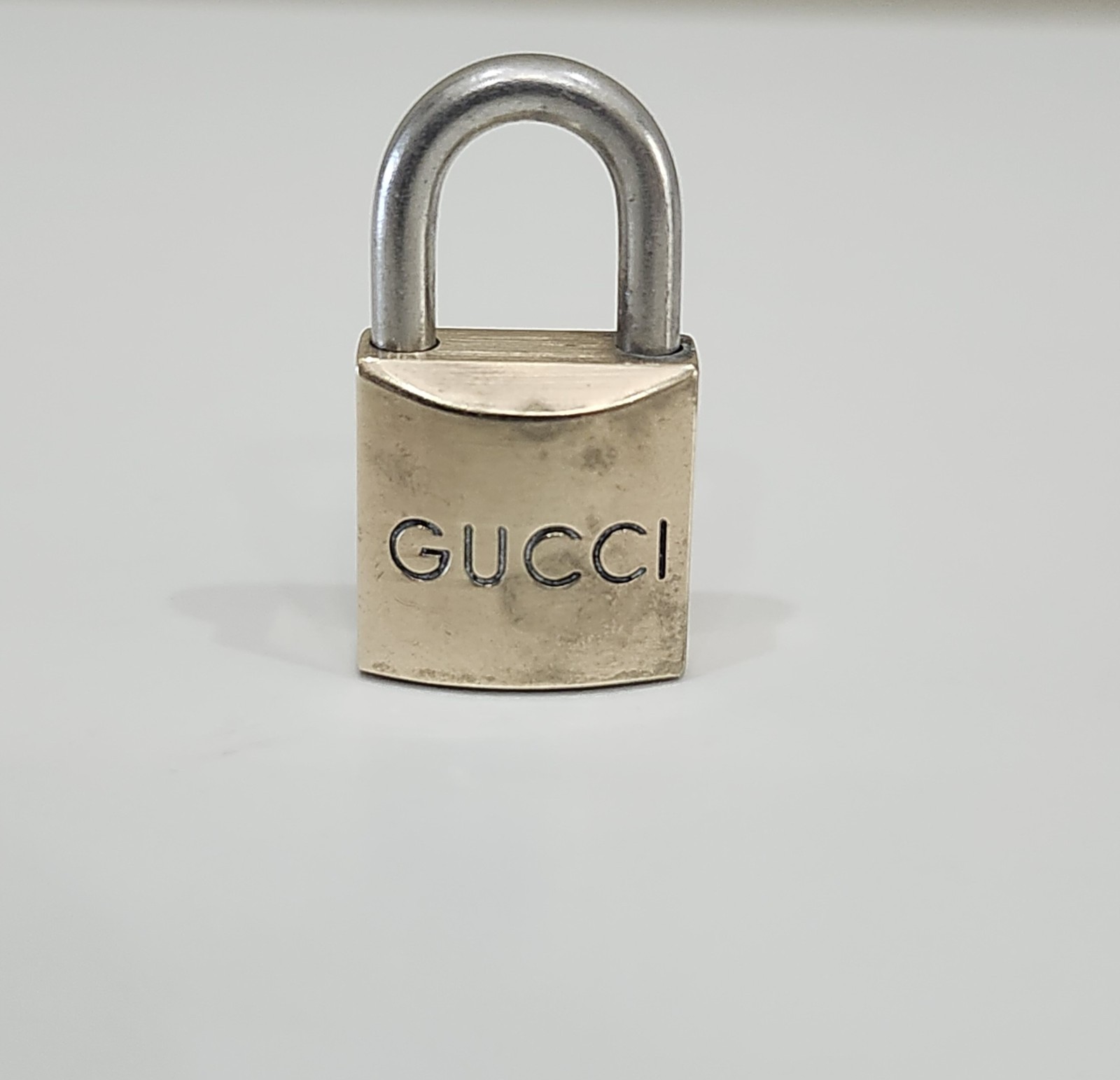 Gucci Brass Logo Padlock, Two Keys & Leather Pouch Vintage Travel Accessory