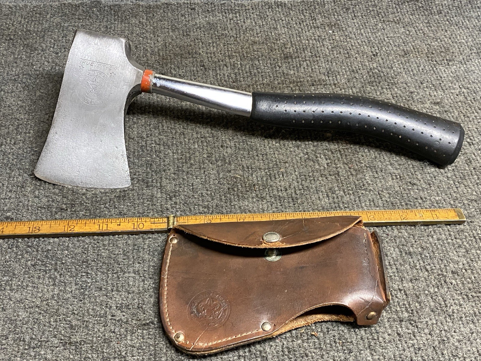 Vintage True Temper BSA Boy Scouts National Council Hatchet with Leather Sheath