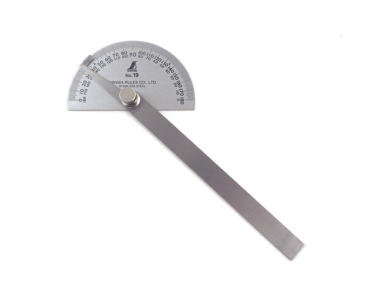Shinwa Japanese #19 Stainless Steel Protractor 0-180 degrees with R… Fast Ship