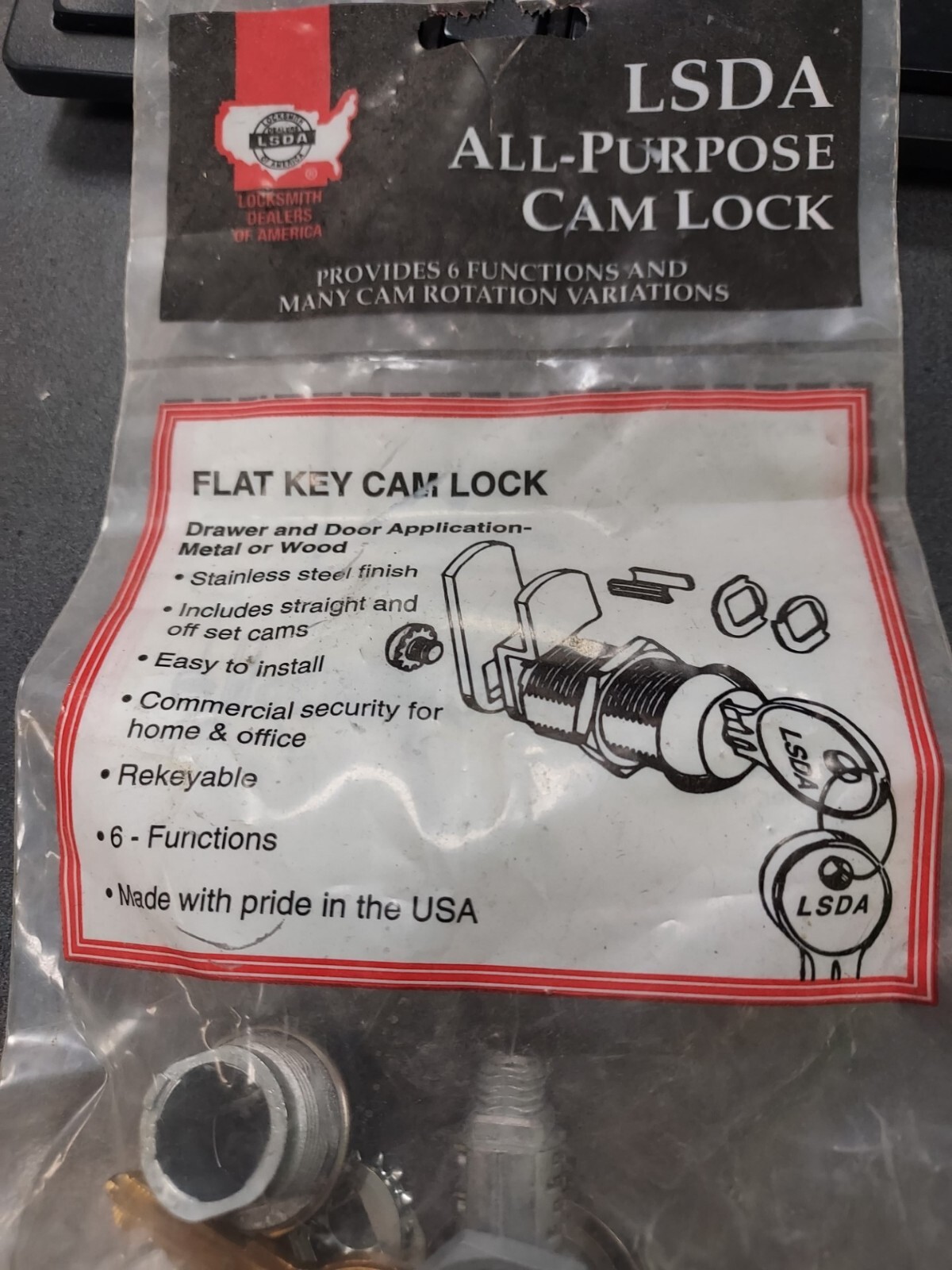 LSDA all purpose cam Lock flat key cam lock With 2 Keys CL118 KD