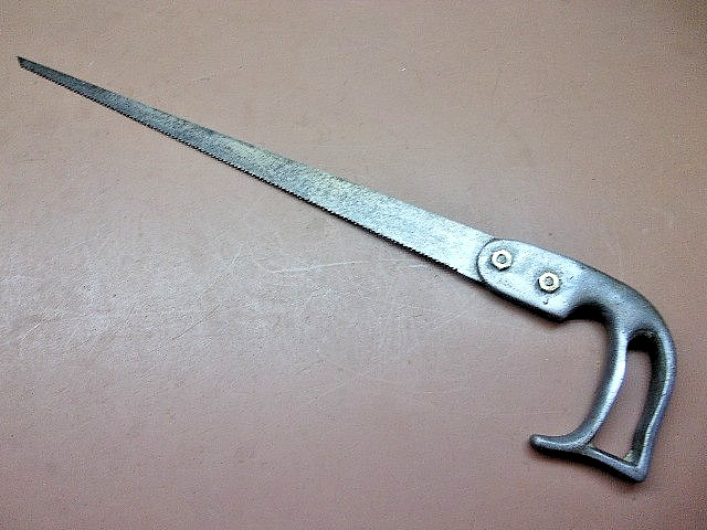 Vintage Cast Aluminum Handle 19″ Key Hole Jab Saw Illegible Brand Good 14″ Blade