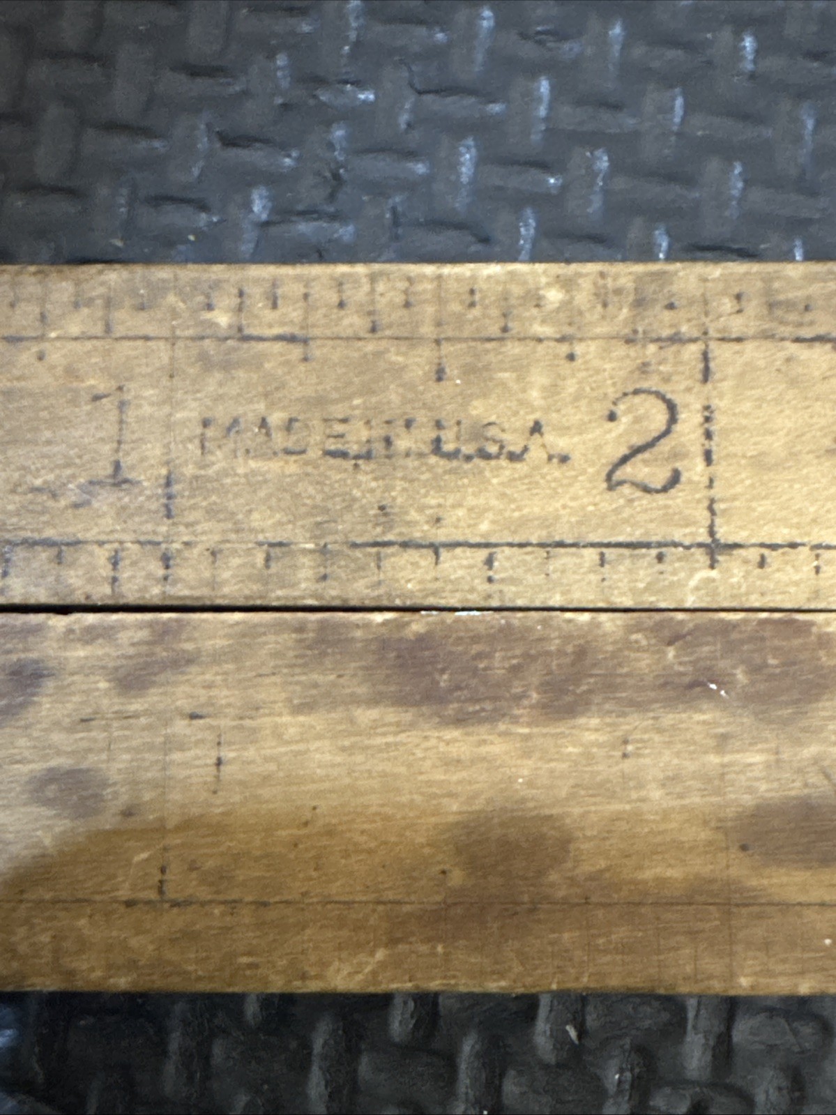 Vintage Lufkin No. 372 (36 1/2) Wood Brass Folding Ruler 12″ Caliper Boxwood USA
