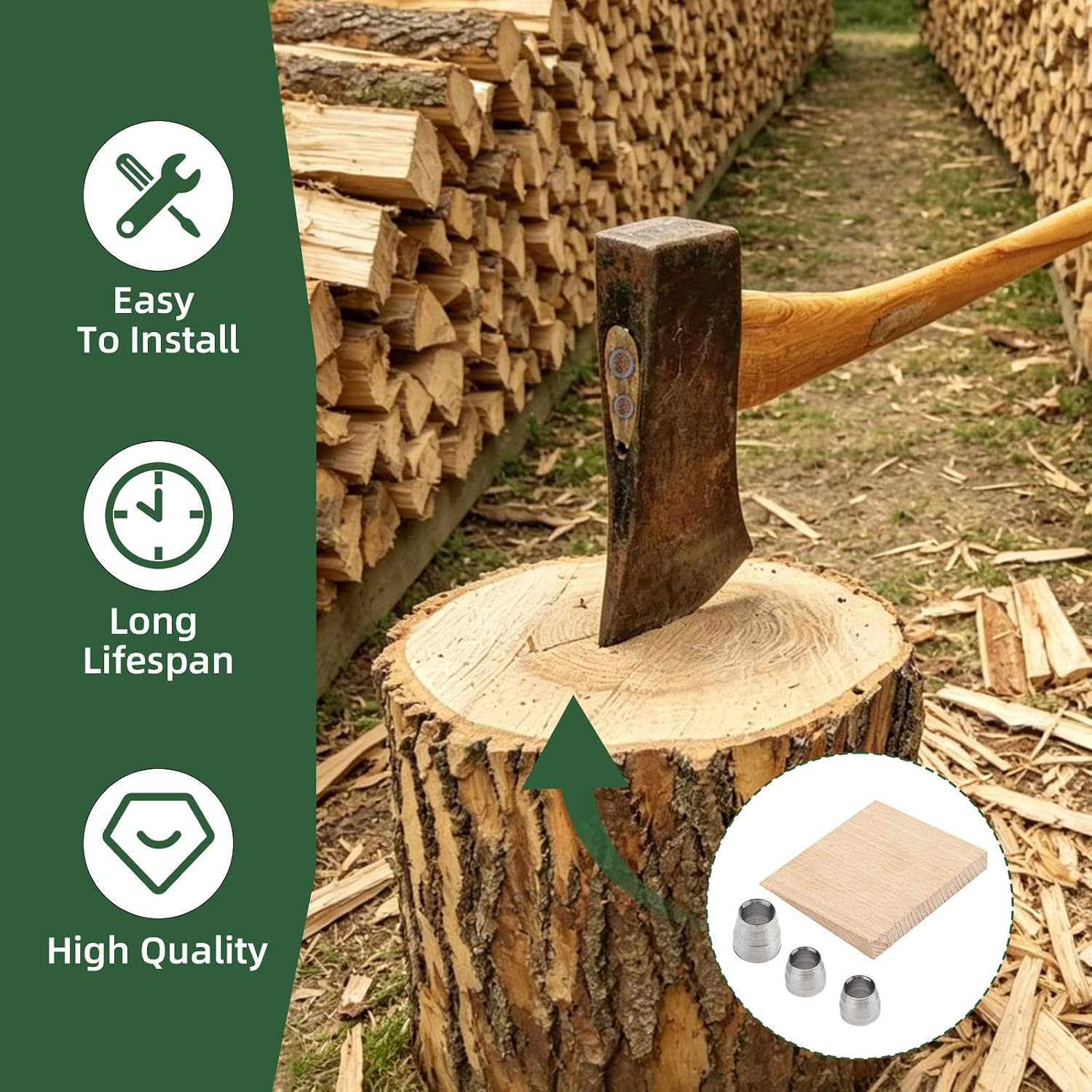 Axe Hammer Handle Wedge Kit Compatible with Diaotec Axe Hammer Sledge, 1 Wooden