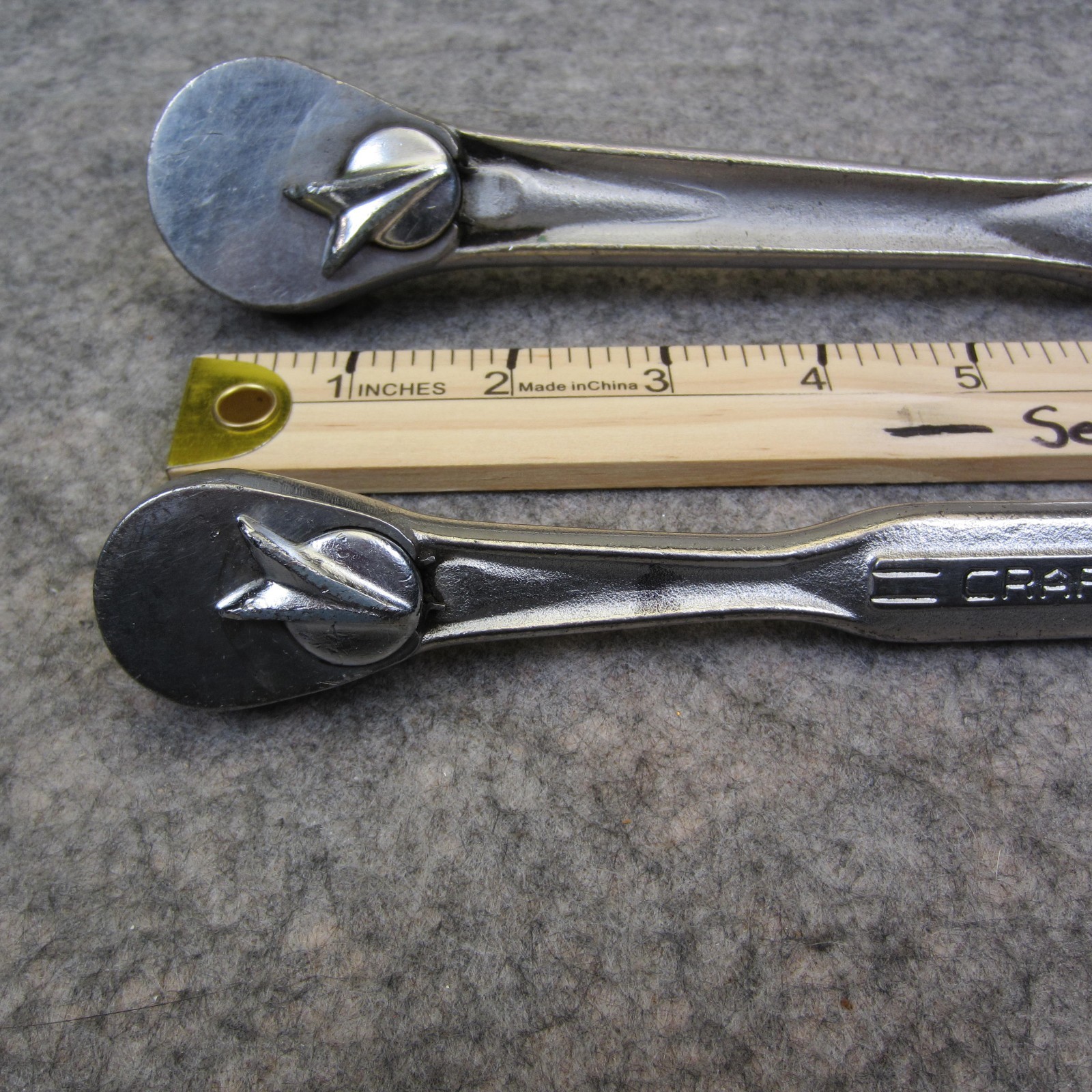 VINTAGE CRAFTSMAN =V= FLYING V 1/2″ & 3/8″ 2PC RATCHET SET USA EX