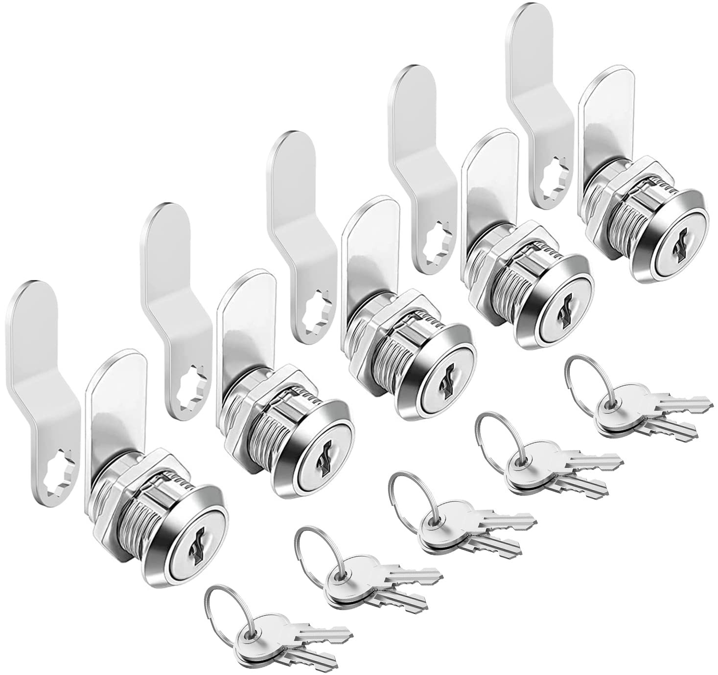 Cam Locks Cabinet Keyed Alike, 5/8” 5/8 Inch 5Pcs, Silver