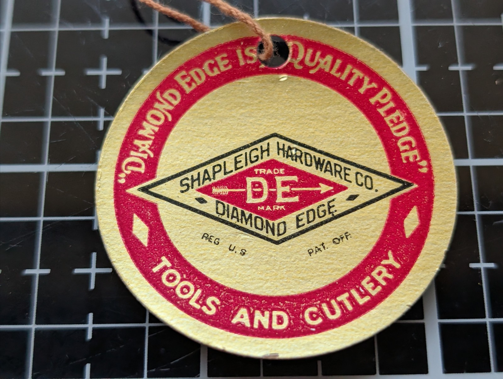 Vintage Diamond edge shapleighs tool tag