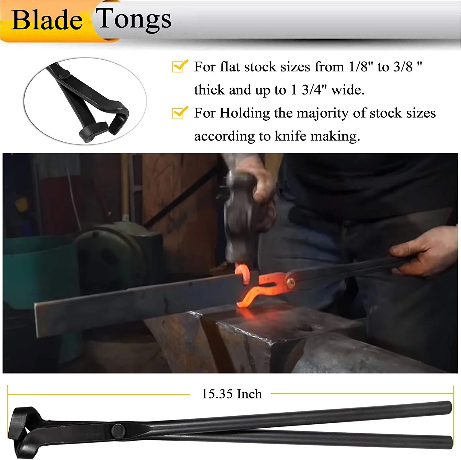 Blacksmith Tongs Tools Set Flat Tongs & Square Jaw Tongs, Bolt Tongs,Blade Tongs